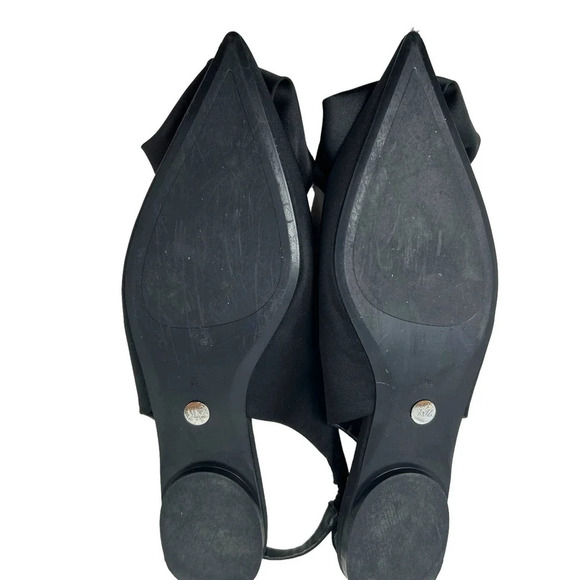 Zara Straple Flat Shoes with Flowers Black Satin Rosette Size 36 US 5 - Picture 7 of 8